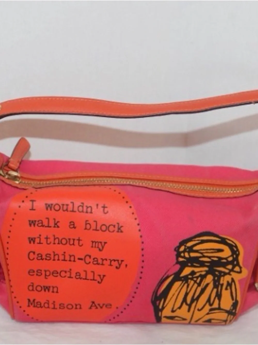 Vintage Bonnie Coach Pink and Orange Graphic Cashin-Carry Shoulder Bag